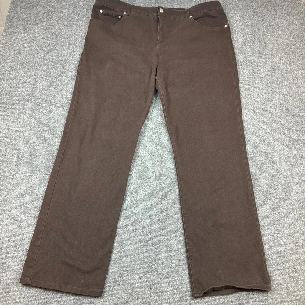 Jones New York Sport Brown Shape Control Straight Leg Pants Womens Size 18 40x32